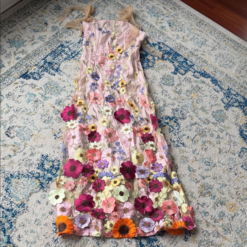Chicwish Floral Embroidered Maxi Dress - Multicolor